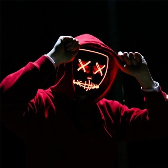 RED Halloween Mask LED Light up Festival Cosplay Costume Masquerade Parties NEW